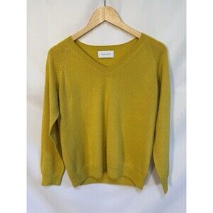 Alexandra Golovanoff Cashmere Silk Sweater Yellow V Neck  Sparkle XS  Paris